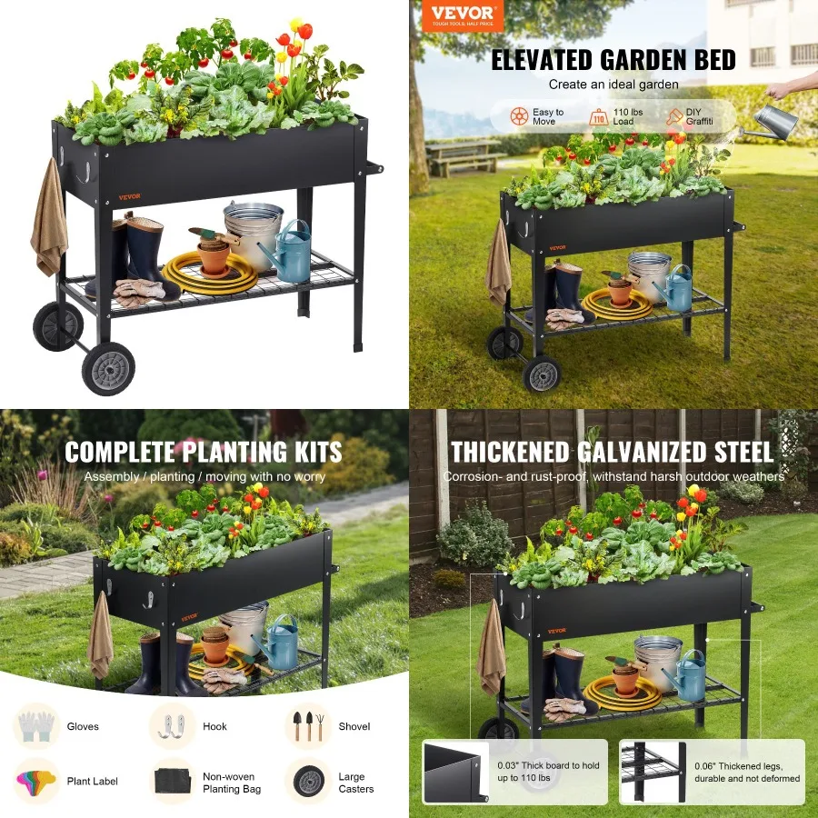 VEVOR Raised Garden Bed 42.5 x 19.5 x 31.5 inch Gaanized Metal Planter Box Elevated Outdoor Planting Boxes with Legs for Growin 
VEVOR Raised Garden Bed 42.5 x 19.5 x 31.5 inch Gaanized Metal Planter Box Elevated Outdoor Planting Boxes with Legs for Growin