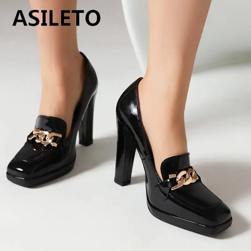 ASILETO Women Pumps Square Toe Ultrahigh Heels 11.5cm Slip On Metal Decoration Office Ladies Shoes Mature Plus Size 41 42 43
ASILETO Women Pumps Square Toe Ultrahigh Heels 11.5cm Slip On Metal Decoration Office Ladies Shoes Mature Plus Size 41 42 43