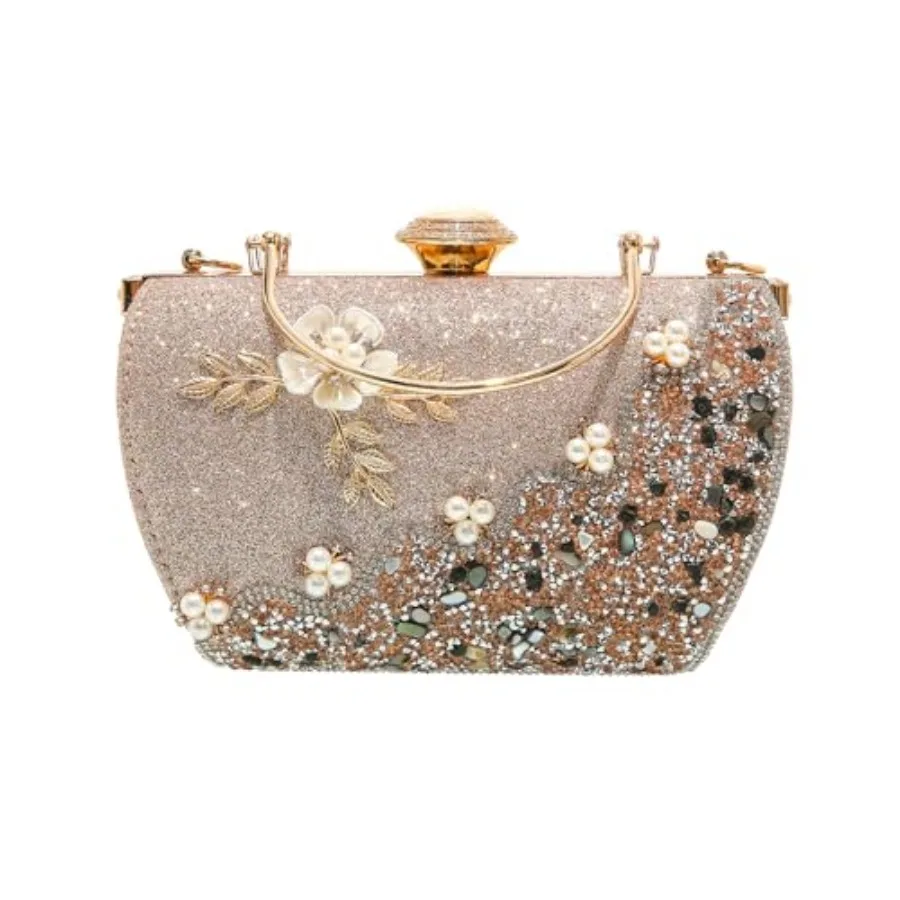 Women's Luxury Crystal Rhinestone Diamond Pearl Metallic Flower Evening Wedding Handbag
Women's Luxury Crystal Rhinestone Diamond Pearl Metallic Flower Evening Wedding Handbag