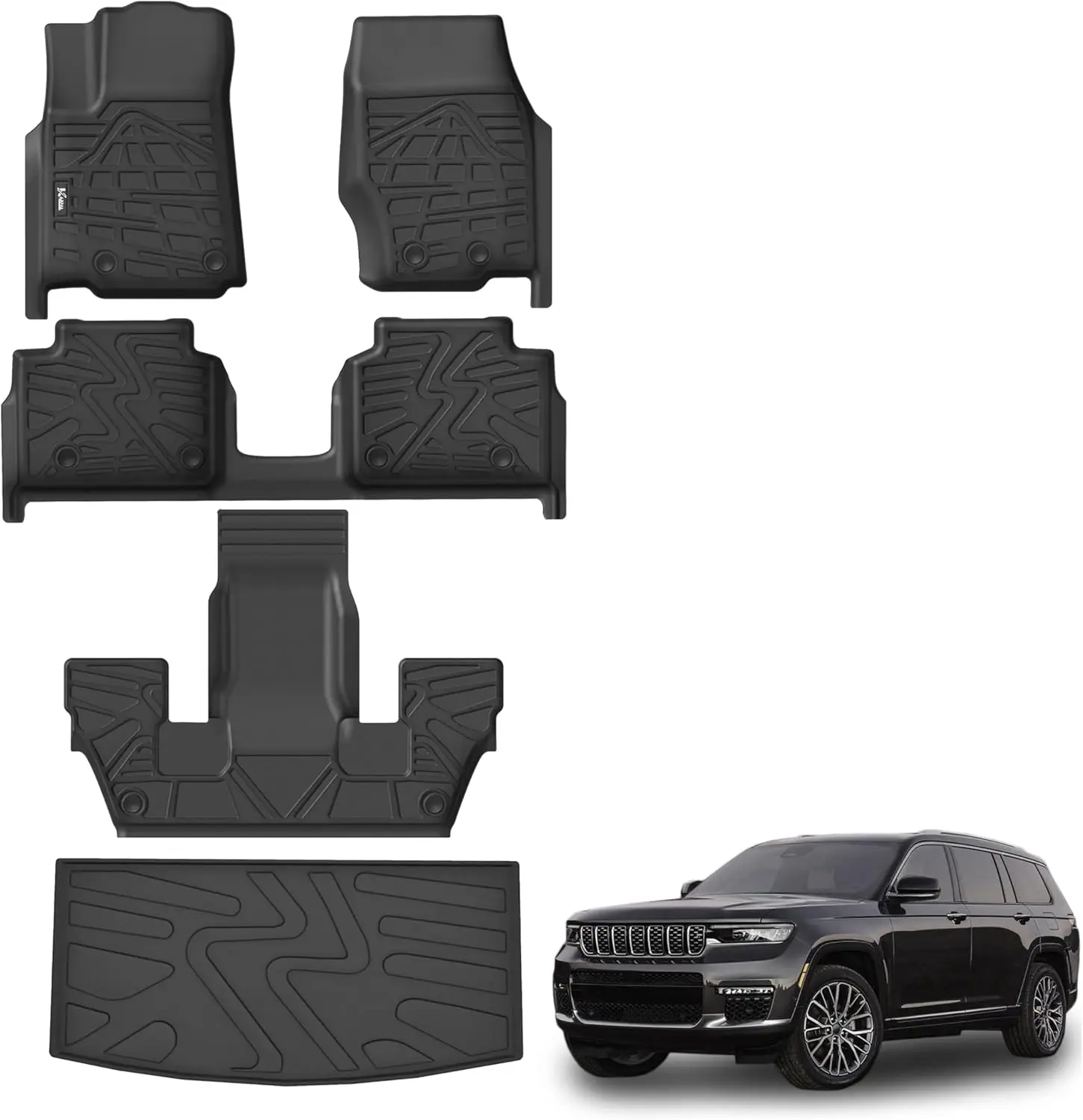 All-Weather TPE Floor Mats and Cargo Liner in Black for 2021-2026 Jeep Grand Cherokee L 6-Seater
All-Weather TPE Floor Mats and Cargo Liner in Black for 2021-2026 Jeep Grand Cherokee L 6-Seater