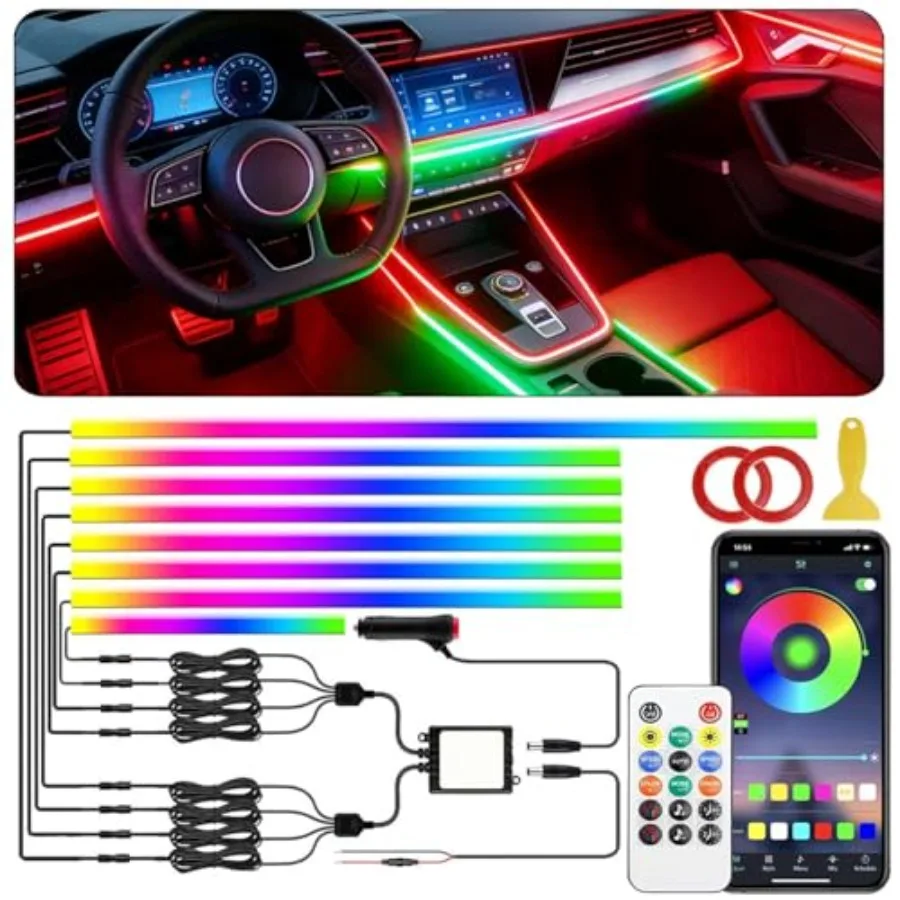 Acrylic terior Car LED Strip Light with APP Remote Control35 ch RGB Neon Flexible Strip Fiber Optic LED Ambient Lightg Kits RGB
Acrylic terior Car LED Strip Light with APP Remote Control35 ch RGB Neon Flexible Strip Fiber Optic LED Ambient Lightg Kits RGB