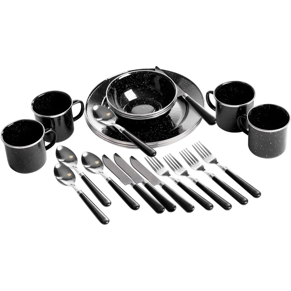 24-Piece Lightweight Durable Enameled Tableware Set for Camping, Backpacking, and Outdoor Dining for 4
24-Piece Lightweight Durable Enameled Tableware Set for Camping, Backpacking, and Outdoor Dining for 4