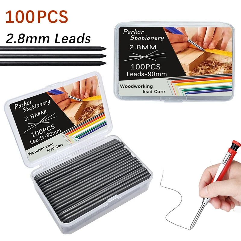 100Pcs/1Box Large Capacity 2.8mm Black Woodworking Pencil Replaceable Lead Refill, for Architects Carpenter Pencil Accessories
100Pcs/1Box Large Capacity 2.8mm Black Woodworking Pencil Replaceable Lead Refill, for Architects Carpenter Pencil Accessories
