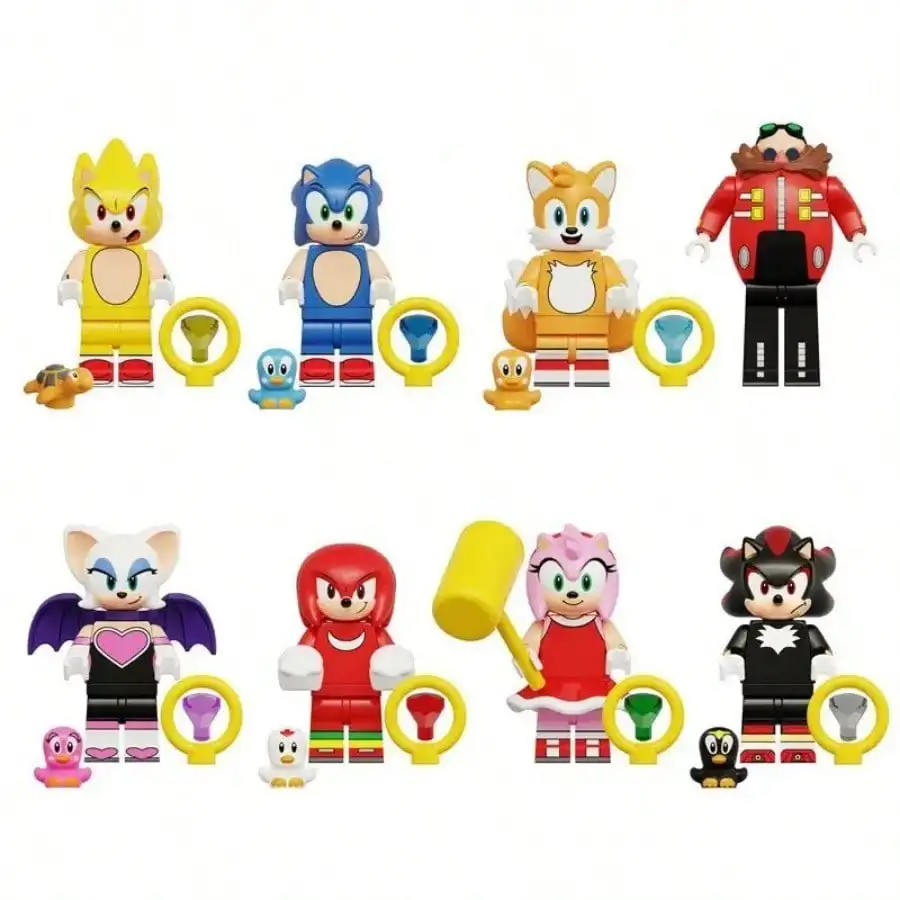 Sonic 8pcs Chibi Style Anime Figurines Set for Kids Cute Character Toys Building Blocks Compatible Collectible Mini Figures
Sonic 8pcs Chibi Style Anime Figurines Set for Kids Cute Character Toys Building Blocks Compatible Collectible Mini Figures