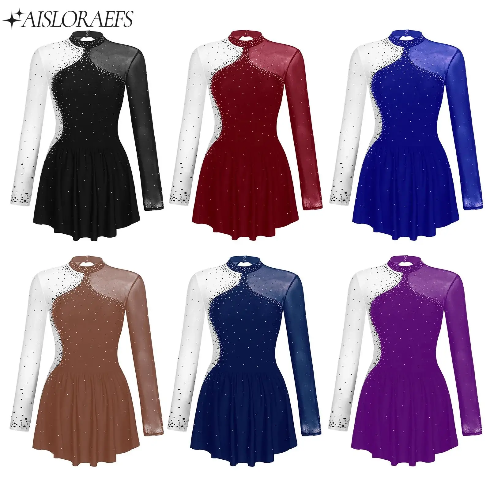Sparkly Rhinestone Gymnastics Figure Skating Costumes Ballet Dance Tutu Dresses Long Sleeve Performance Leotard Dress for Womens
Sparkly Rhinestone Gymnastics Figure Skating Costumes Ballet Dance Tutu Dresses Long Sleeve Performance Leotard Dress for Womens