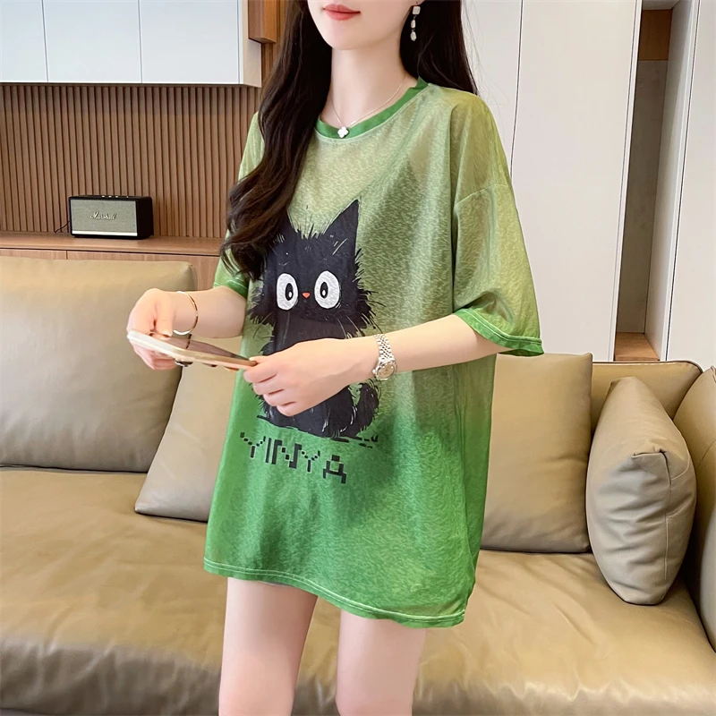 American retro cartoon young medium long short sleeve T-shirt women's summer new thin top
American retro cartoon young medium long short sleeve T-shirt women's summer new thin top