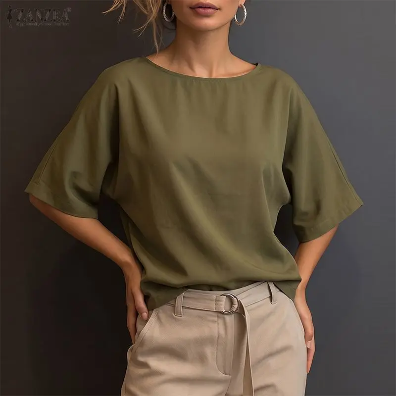 2026 Summer Women Tops Trend ZANZEA Stylish Solid Color Blouse Female Casual Office Lady Tunic Boatneck Short Sleeve Work Shirt
2026 Summer Women Tops Trend ZANZEA Stylish Solid Color Blouse Female Casual Office Lady Tunic Boatneck Short Sleeve Work Shirt