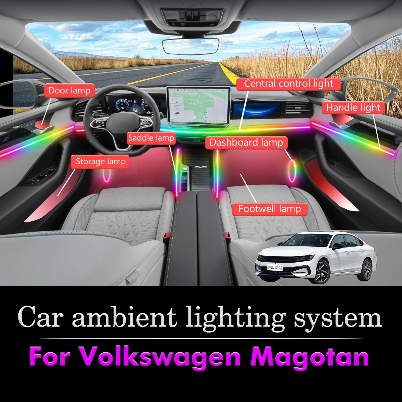 For Volkswagen Magotan Car Interior Ambient Lamp Kit RGB 64-Color LED Smart Remote Control Energy Saving Efficient Lights
For Volkswagen Magotan Car Interior Ambient Lamp Kit RGB 64-Color LED Smart Remote Control Energy Saving Efficient Lights