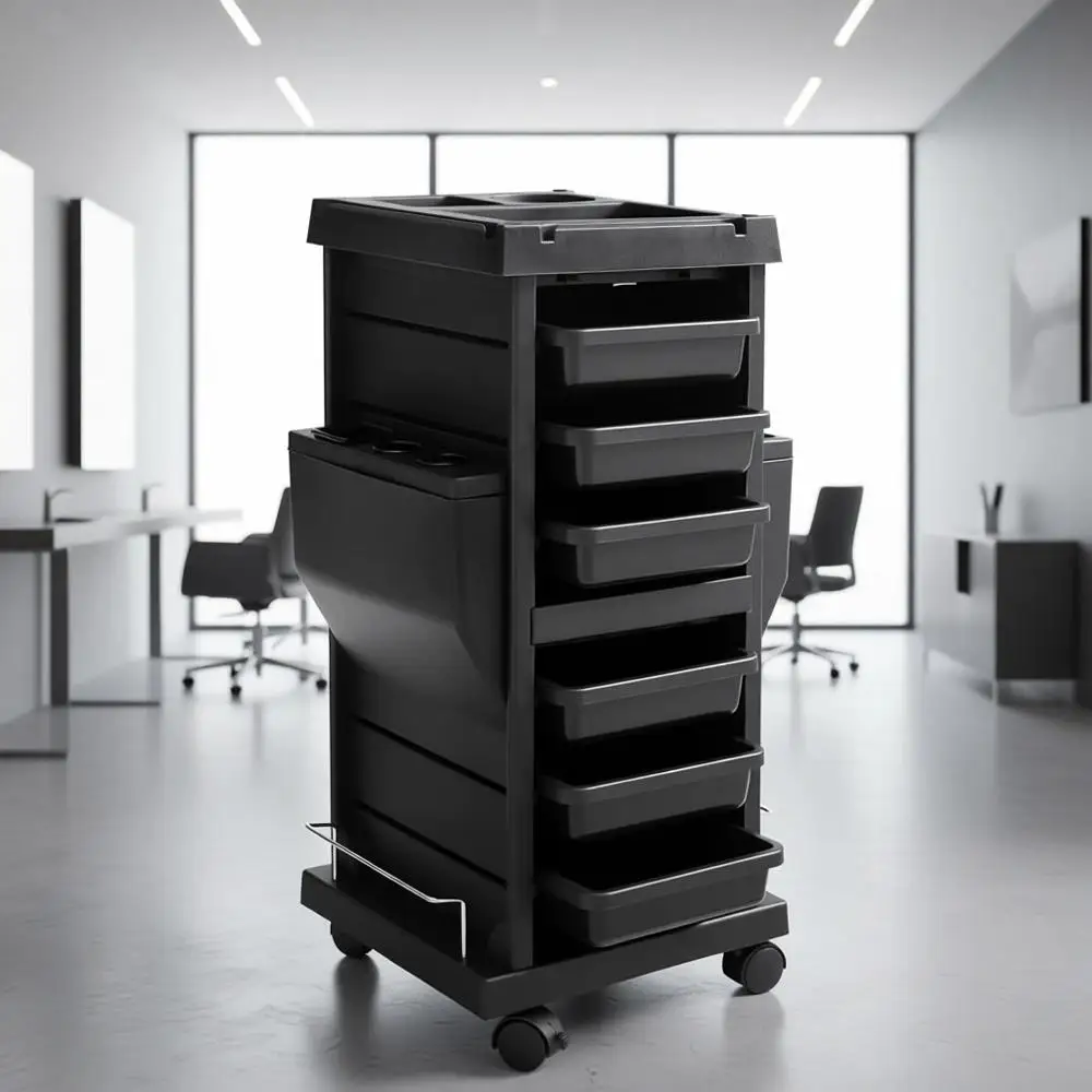 Stylish Organizer Cart with 6 Removable Trays and Appliance Holder for Hair Salons and Beauty Treatments
Stylish Organizer Cart with 6 Removable Trays and Appliance Holder for Hair Salons and Beauty Treatments