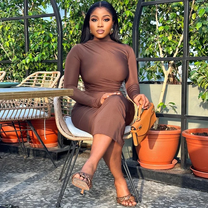 Women's O-Neck Long Sleeve Long Pencil Dress, Solid Color, Slim
Women's O-Neck Long Sleeve Long Pencil Dress, Solid Color, Slim