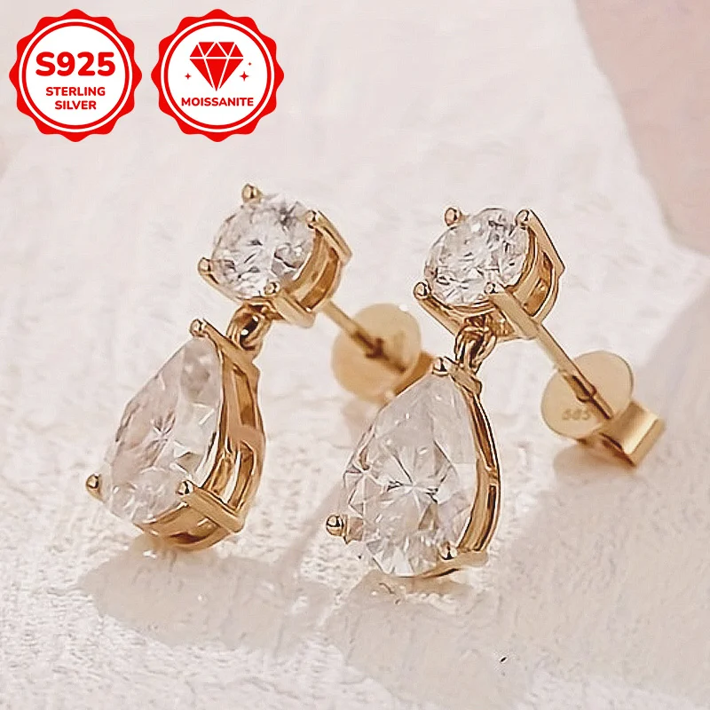 1 Pair 1.5/2.5/3.5 Carat S925 Pear Moissanite Dainty Drop Earrings, Birthday Gift, Jewellery Friends Gifts, Gift Choice.
1 Pair 1.5/2.5/3.5 Carat S925 Pear Moissanite Dainty Drop Earrings, Birthday Gift, Jewellery Friends Gifts, Gift Choice.