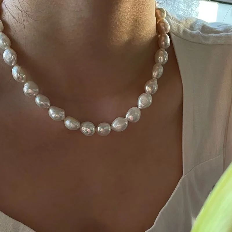 9-10mm Baroque Pearl Necklace Natural Freshwater Pearl Choker Necklace For Women Fashion Jewelry Gift
9-10mm Baroque Pearl Necklace Natural Freshwater Pearl Choker Necklace For Women Fashion Jewelry Gift