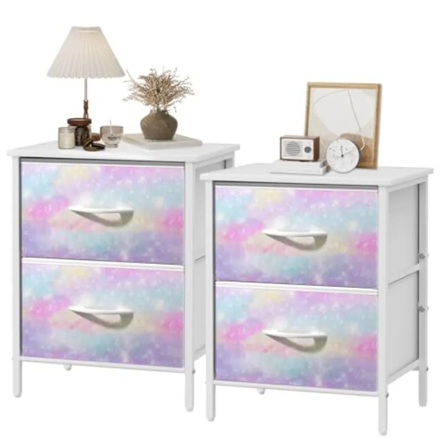 Nightstand Set of 2, Dresser with 2 Drawers, Steel Frame Bedside Furniture, Wood Top Fabric Night Stand, Colorful End Table for
Nightstand Set of 2, Dresser with 2 Drawers, Steel Frame Bedside Furniture, Wood Top Fabric Night Stand, Colorful End Table for