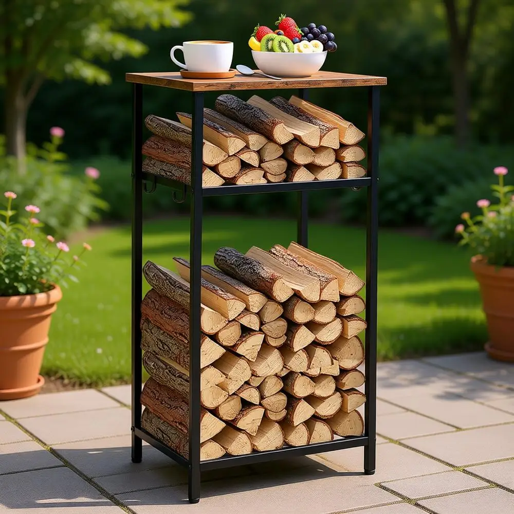 Двухъярусная деревянная подставка для дров с 4 крючками, регулируемыми ножками, для камина или уличного обогревателя
Двухъярусная деревянная подставка для дров с 4 крючками, регулируемыми ножками, для камина или уличного обогревателя