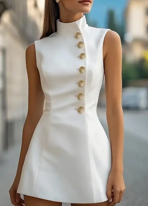 2025 New Autumn Style Slim Fit Solid Color Stand Collar Sleeveless Suit Dress for Women 
2025 New Autumn Style Slim Fit Solid Color Stand Collar Sleeveless Suit Dress for Women