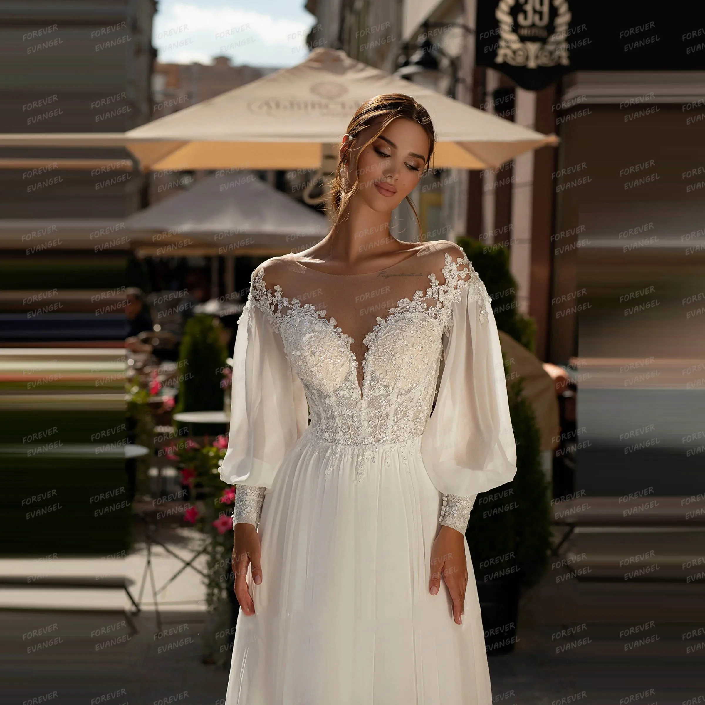 Boho A Line Wedding Dresses Woman Sweetheart Lace Chiffon Long Sleeve Backless Bride Gowns Elegant Vestidos De Novia Customized
Boho A Line Wedding Dresses Woman Sweetheart Lace Chiffon Long Sleeve Backless Bride Gowns Elegant Vestidos De Novia Customized