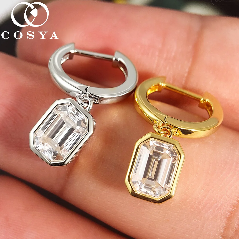 COSYA 2/4cttw Emerald Cut Moissanite Hoop Earrings S925 Silver Plated 18K Gold Bezel Minimalist Party Fine Jewelry for Women
COSYA 2/4cttw Emerald Cut Moissanite Hoop Earrings S925 Silver Plated 18K Gold Bezel Minimalist Party Fine Jewelry for Women