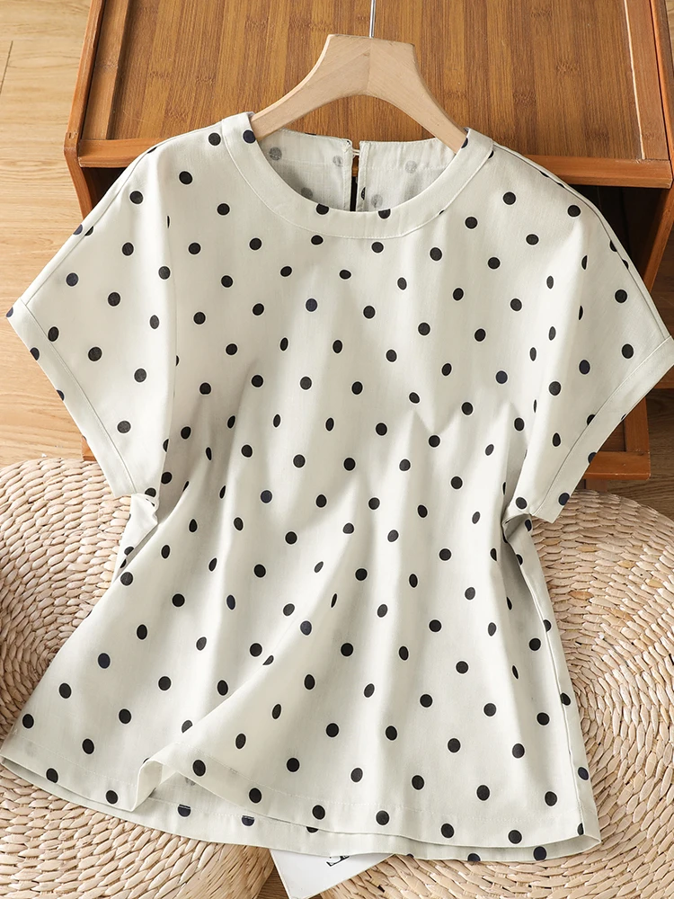 Casual Chic Polka Dot T-Shirt Loose Short Sleeve round Neck plus Size Women's Summer New Style Comfortable Breathable Cotton Top
Casual Chic Polka Dot T-Shirt Loose Short Sleeve round Neck plus Size Women's Summer New Style Comfortable Breathable Cotton Top