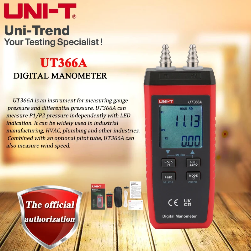 UNI-T UT366A HighPrecision Digital Differential Pressure Gauge Meter Air Conditioning Ventilation System Duct Air Pressure Teste
UNI-T UT366A HighPrecision Digital Differential Pressure Gauge Meter Air Conditioning Ventilation System Duct Air Pressure Teste