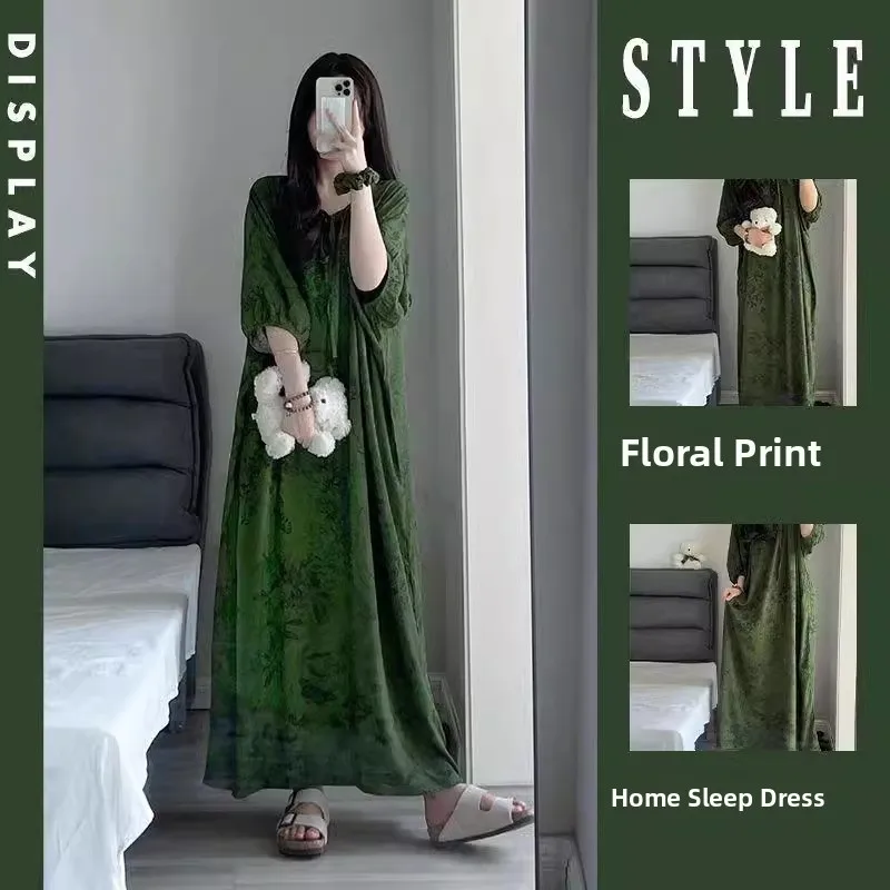 plus Size Sleepwear Casual Loose Home Clothes Women's Green Long Dress Style Comfortable plus Size Sister's New Chinese Natio...
plus Size Sleepwear Casual Loose Home Clothes Women's Green Long Dress Style Comfortable plus Size Sister's New Chinese Natio...