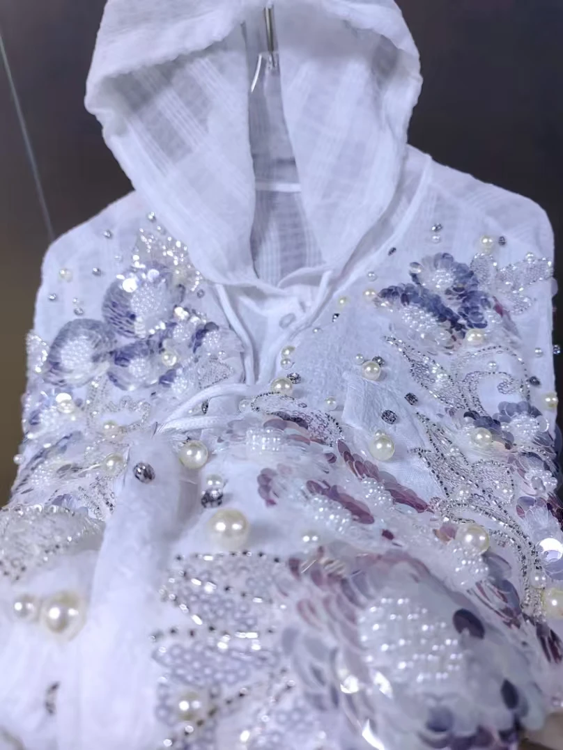 Luxury Style Sparkle Rhinestones Women Hooded Summer Autumn Loose Casual Sunscreen Long Shirts Blouses Thin Outerwear Tops
Luxury Style Sparkle Rhinestones Women Hooded Summer Autumn Loose Casual Sunscreen Long Shirts Blouses Thin Outerwear Tops