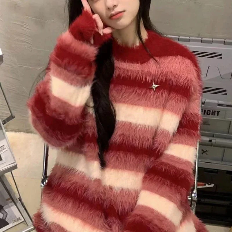 Autumn/winter New Contrasting Striped High Quality Exquisite Round Neck Pullover Sweater Fashion Casual Loose Daily Women's Top
Autumn/winter New Contrasting Striped High Quality Exquisite Round Neck Pullover Sweater Fashion Casual Loose Daily Women's Top