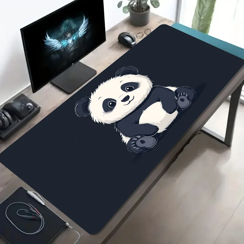 Cute Panda Cartoon Large Mouse Pad Non-Slip Rubber Base Desk Mat for Gaming Office Setup