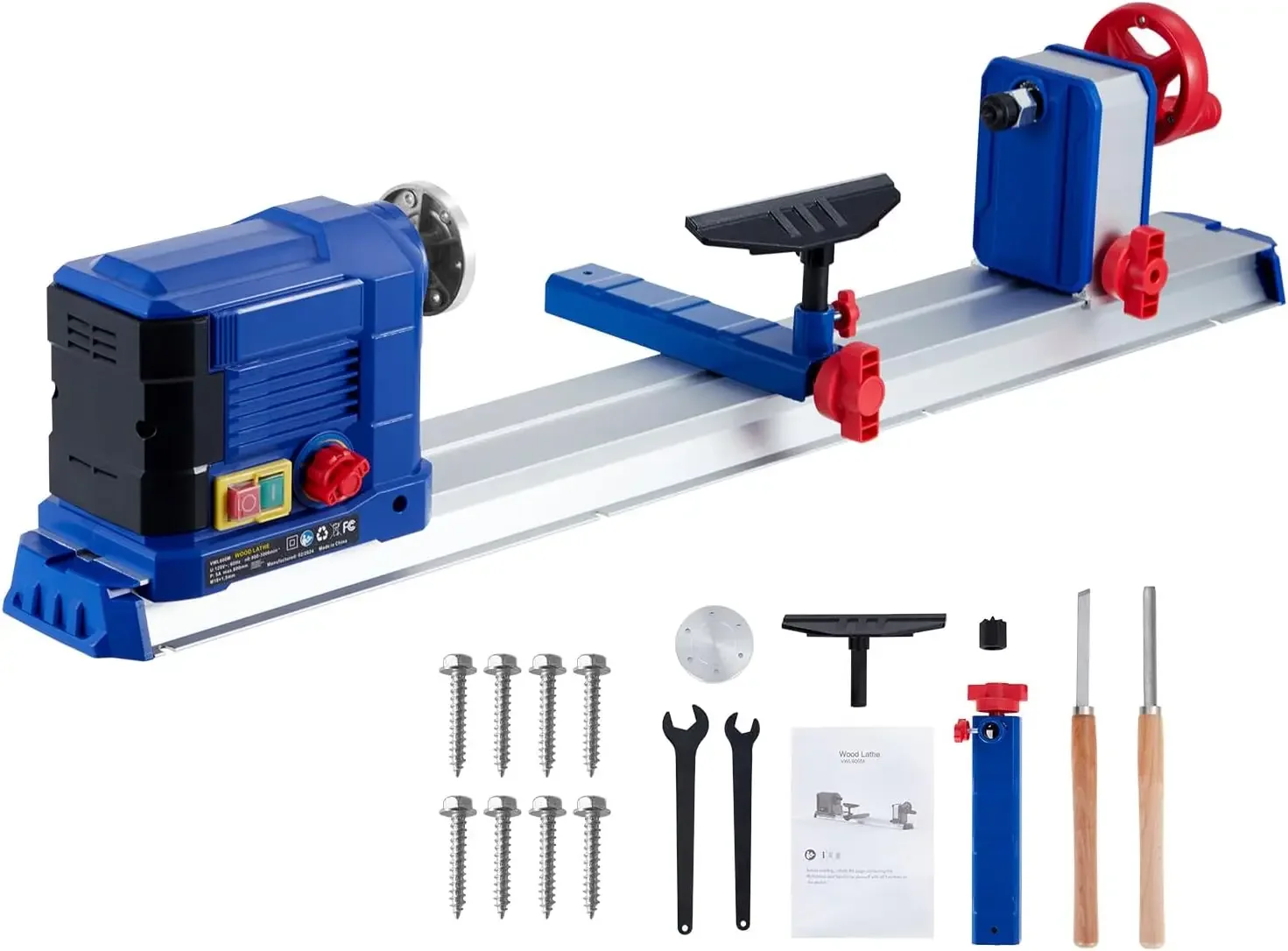 Wood Lathe, 10" x 24" Benchtop Wood Lathe Machine 0.8 HP 600W Infinitely Variable Speed 800-3000 RPM, Wood Turning Lathe Machine
Wood Lathe, 10" x 24" Benchtop Wood Lathe Machine 0.8 HP 600W Infinitely Variable Speed 800-3000 RPM, Wood Turning Lathe Machine