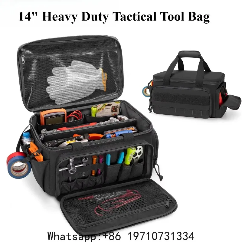 14" Heavy Duty Tactical Tool Bag Non-Slip Base Multipurpose Work Organizer for Handyman,Carpenter,Durable Portable Tool Storage
14" Heavy Duty Tactical Tool Bag Non-Slip Base Multipurpose Work Organizer for Handyman,Carpenter,Durable Portable Tool Storage