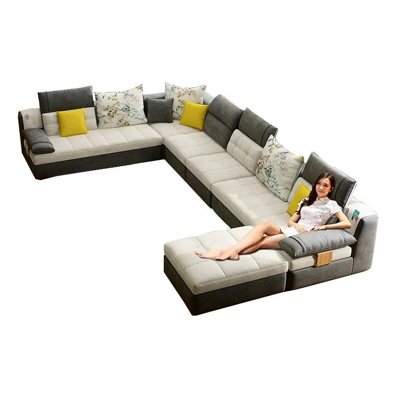 New Design Modern Cheap Designer Sleeping Lounge Suits U Shape Sectional Corner 7 Seater Modular Wood Cooling Fabric Living Room
New Design Modern Cheap Designer Sleeping Lounge Suits U Shape Sectional Corner 7 Seater Modular Wood Cooling Fabric Living Room