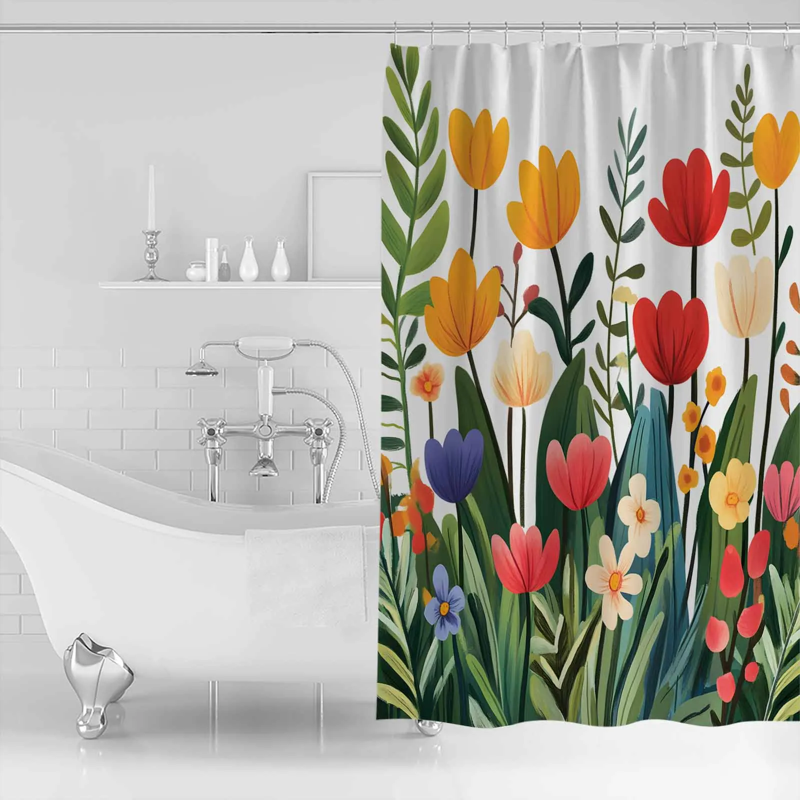 Farmhouse Flowers Tulip Plants Shower Waterproof Polyester Bath Curtain Home Decoration Bathroom Accessory Curtain
Farmhouse Flowers Tulip Plants Shower Waterproof Polyester Bath Curtain Home Decoration Bathroom Accessory Curtain