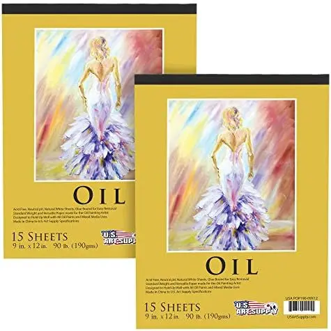 U.S. Art Supply 9x12 Oil Painting Pad - 2 Pack, 30 Sheets, 90lb - Heavyweight Oil Pastel Paper for Artists
U.S. Art Supply 9x12 Oil Painting Pad - 2 Pack, 30 Sheets, 90lb - Heavyweight Oil Pastel Paper for Artists