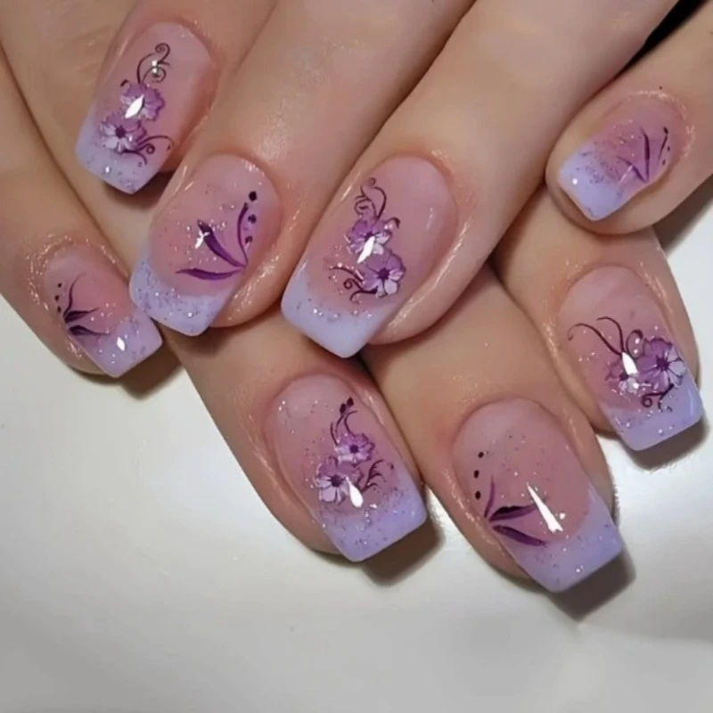 24 Pcs 2025 Ready-made Artificial Nails To Stick on Purple Flowers Self-adhesive Press on Nails Medium Short Cheap false Nails
24 Pcs 2025 Ready-made Artificial Nails To Stick on Purple Flowers Self-adhesive Press on Nails Medium Short Cheap false Nails