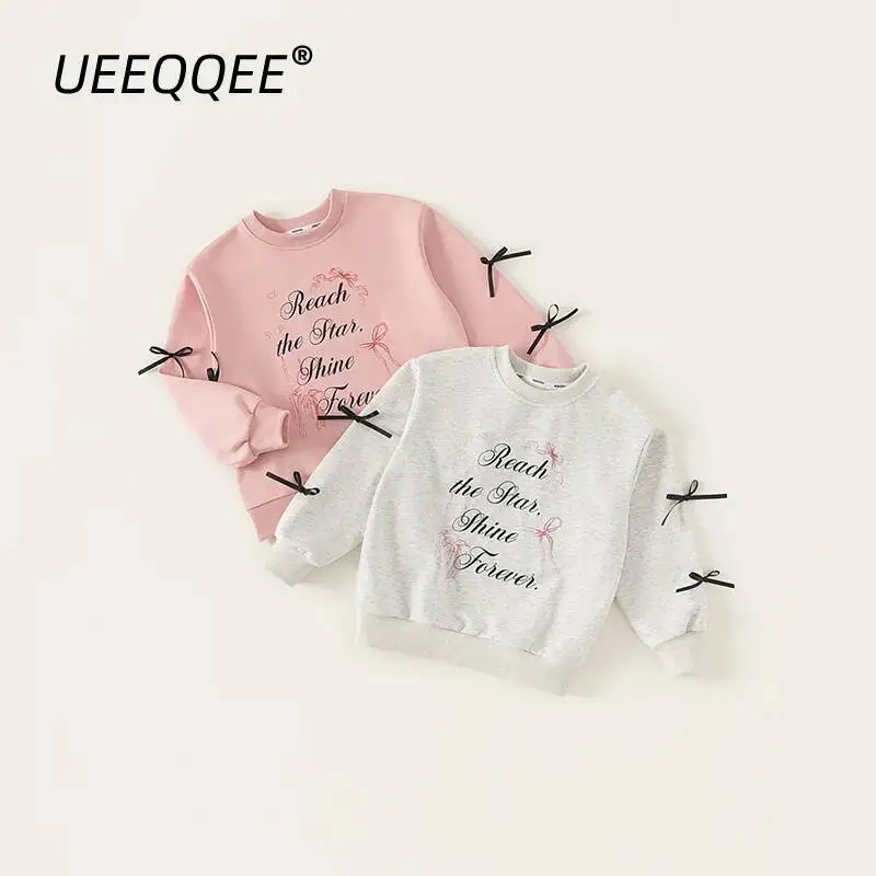 Spring Autumn Children Sweatshirts 5-14Y Girls Bow Letter Print Casual Pullover Tops Korean Preteen Wear For Kids Clothing New
Spring Autumn Children Sweatshirts 5-14Y Girls Bow Letter Print Casual Pullover Tops Korean Preteen Wear For Kids Clothing New