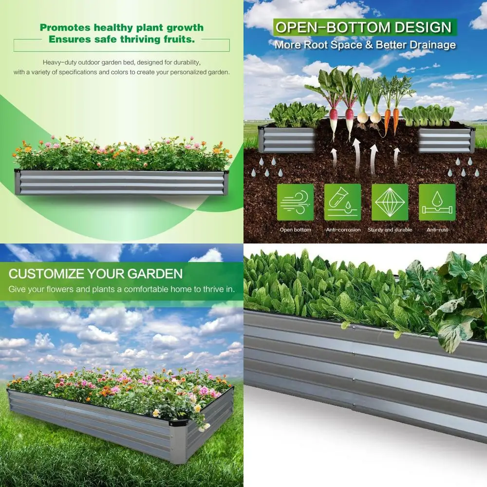 Поднятая садовая кровать из оцинкованного металла высотой 1 фута, 8x4 фута, простая сборка, уличный горшок для овощей, фруктов, цветов, трав - прямотан
Поднятая садовая кровать из оцинкованного металла высотой 1 фута, 8x4 фута, простая сборка, уличный горшок для овощей, фруктов, цветов, трав - прямотан
