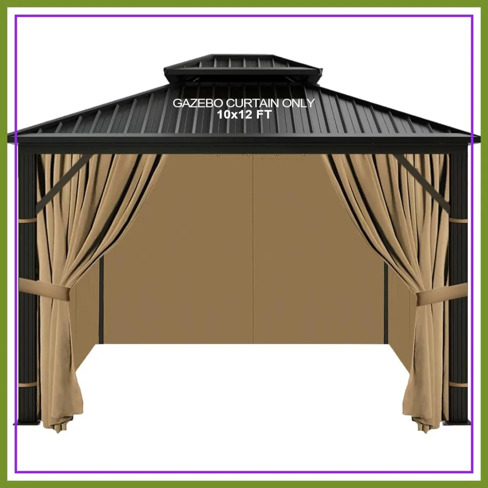 Universal 10'x12' Gazebo Curtains Outdoor Waterproof, Khaki 4-Panel Sidewalls with Zipper for Patio Garden Yard
Universal 10'x12' Gazebo Curtains Outdoor Waterproof, Khaki 4-Panel Sidewalls with Zipper for Patio Garden Yard