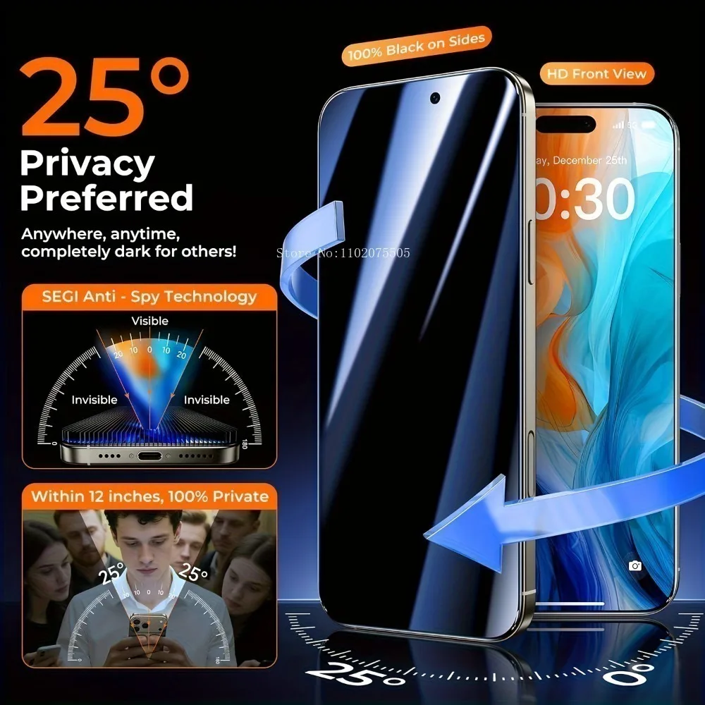 4Pcs Full Privacy Screen Protector for iPhone 17 16 15 14 Pro Max 15 16 Plus Air 13 12 11 Pro XR XS One Click Installation Glass
4Pcs Full Privacy Screen Protector for iPhone 17 16 15 14 Pro Max 15 16 Plus Air 13 12 11 Pro XR XS One Click Installation Glass