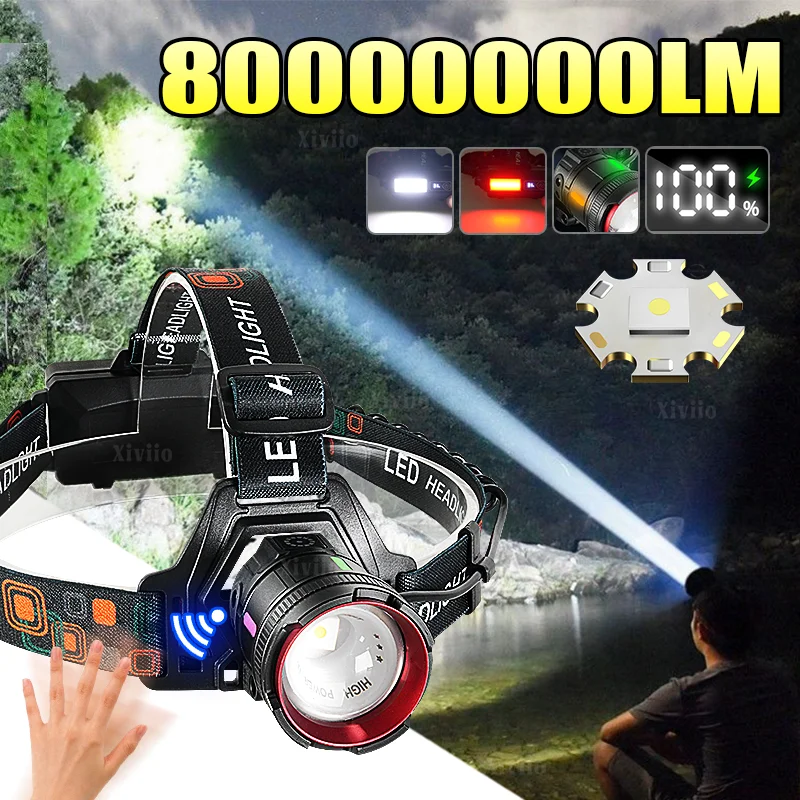 2025 New 800W LED Strong Light Headlight IR Sensor Powerful Headlamp 8000000LM High Power Zoom Camping Hunting Head Flashlights
2025 New 800W LED Strong Light Headlight IR Sensor Powerful Headlamp 8000000LM High Power Zoom Camping Hunting Head Flashlights