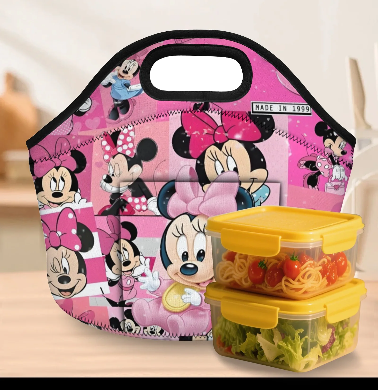 Pink Minnie Mouse Lunch Bag - Adorable Disney Cartoon Print Insulated Neoprene Tote, Portable Food Storage for School/Daily Use
Pink Minnie Mouse Lunch Bag - Adorable Disney Cartoon Print Insulated Neoprene Tote, Portable Food Storage for School/Daily Use