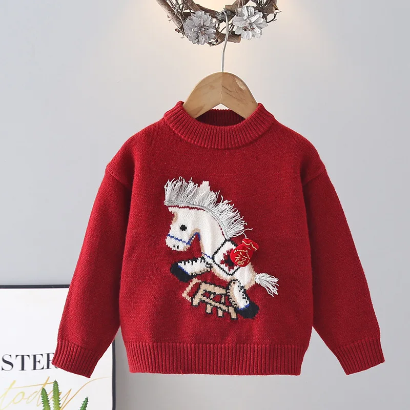 New Year Festive Cartoon Tassel House Red Sweaters for Princess Girls Embroidery Children Knitting Warm Flocking Clothes IY12202
New Year Festive Cartoon Tassel House Red Sweaters for Princess Girls Embroidery Children Knitting Warm Flocking Clothes IY12202