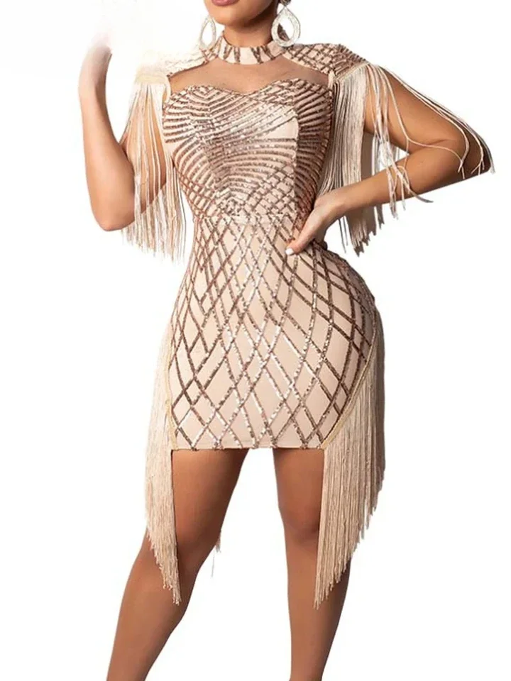 Women Fashion Elegant Sequins Tassels Mini Bodycon Party Dress
Women Fashion Elegant Sequins Tassels Mini Bodycon Party Dress