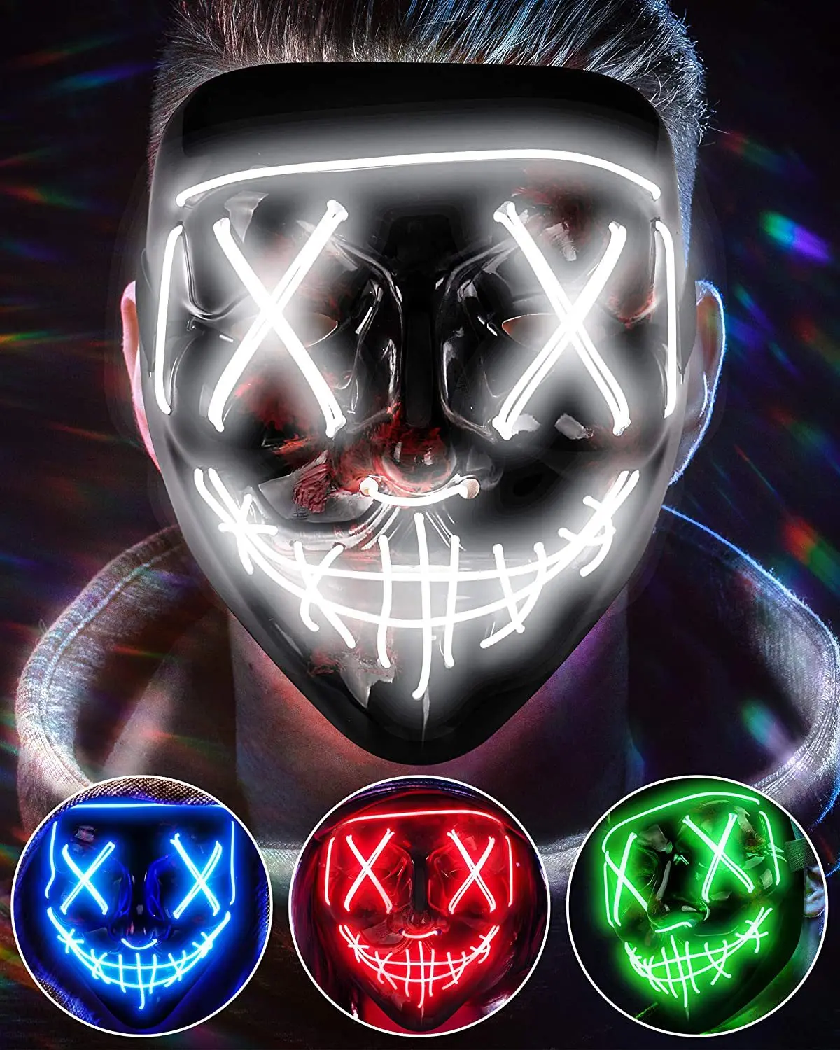 Wireless Scary Glowing Mask LED Luminous Purge Mask Halloween Horror Neon Light Up Cosplay Party Mask Fstival Costume Supplies
Wireless Scary Glowing Mask LED Luminous Purge Mask Halloween Horror Neon Light Up Cosplay Party Mask Fstival Costume Supplies