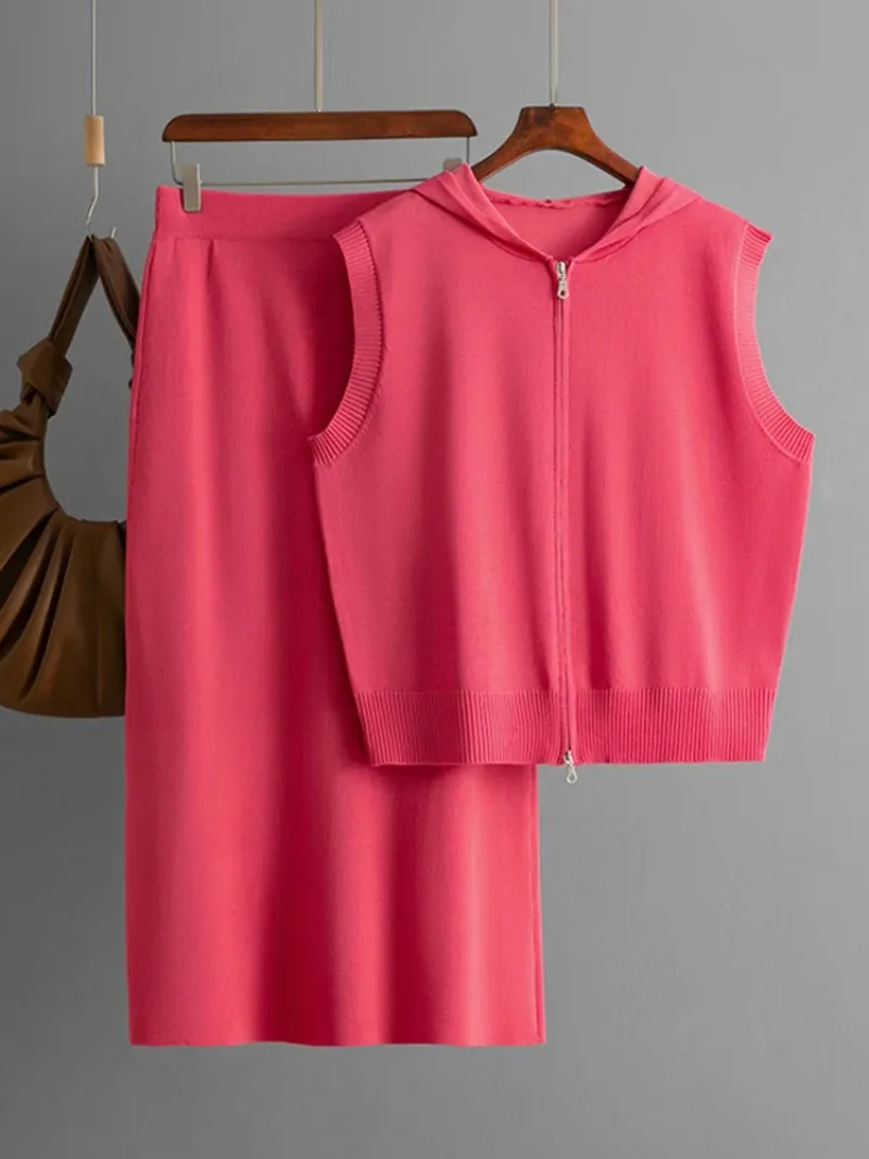 New hooded knitted vest cardigan women's fashion set skirt loose zipper two-piece set
New hooded knitted vest cardigan women's fashion set skirt loose zipper two-piece set