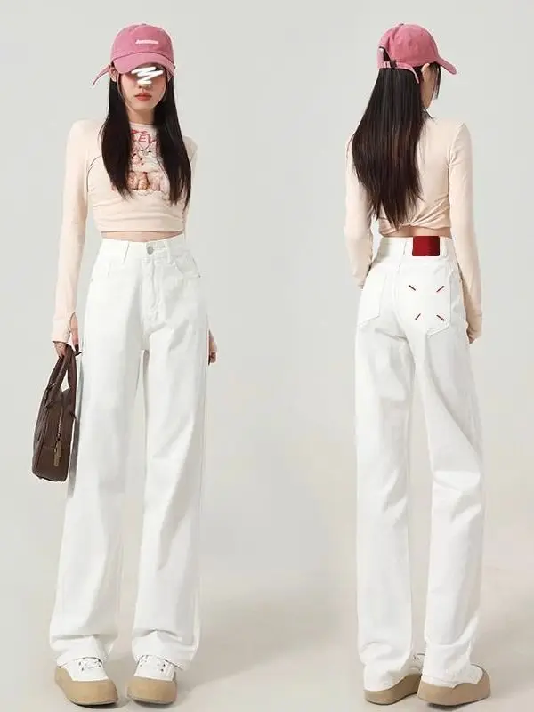 Fashionable Versatile High Waist Wide Leg White Denim Jeans Women's Spring Slimming Drapey Straight Leg Long Trousers
Fashionable Versatile High Waist Wide Leg White Denim Jeans Women's Spring Slimming Drapey Straight Leg Long Trousers