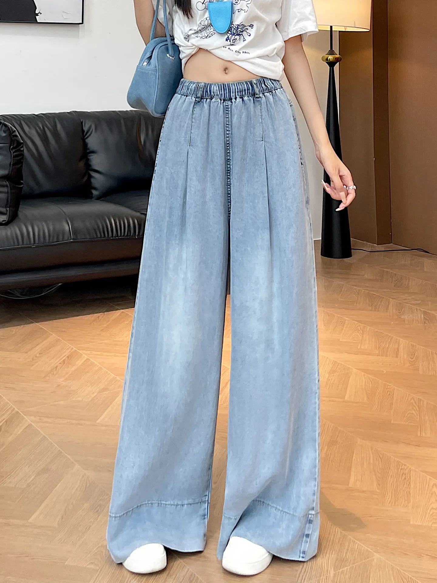 Women Light Blue Wide Leg Jeans New Summer Thin Elastic High Waisted Loose Denim Pants Korean Fashion Casual Straight Trousers
Women Light Blue Wide Leg Jeans New Summer Thin Elastic High Waisted Loose Denim Pants Korean Fashion Casual Straight Trousers