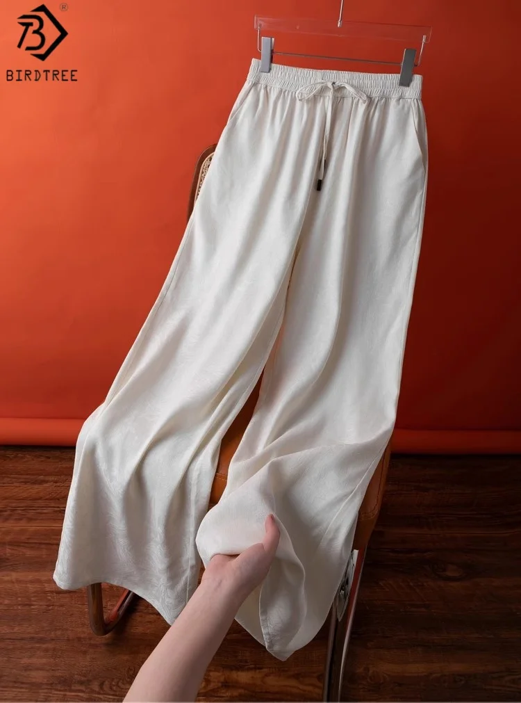 Birdtree 24MM 100% Mulberry Silk White Pants,Women Elastic Waist Loose Solid Color Wide Leg Pants, 2025 Summer New P57106JF
Birdtree 24MM 100% Mulberry Silk White Pants,Women Elastic Waist Loose Solid Color Wide Leg Pants, 2025 Summer New P57106JF