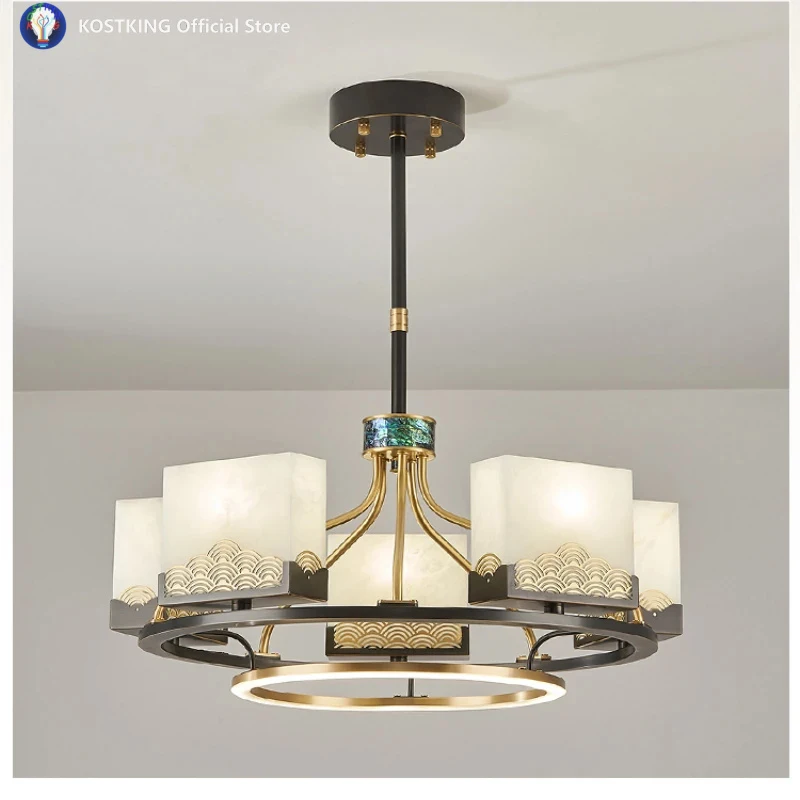 All Copper Natural Marble Lamp Chinese Modern Zen-Style Simple Living Room Chandelier, Hall, Duplex Villa
All Copper Natural Marble Lamp Chinese Modern Zen-Style Simple Living Room Chandelier, Hall, Duplex Villa
