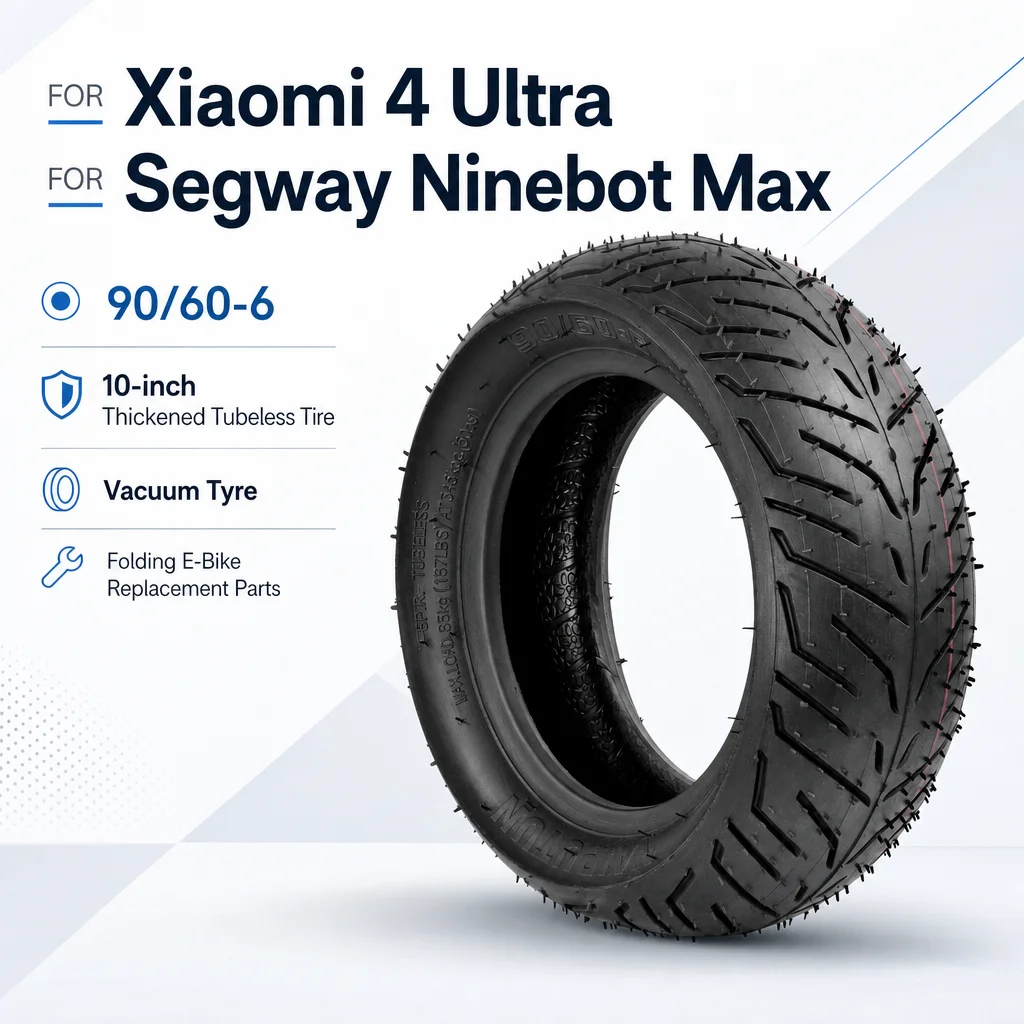 90/60-6 10-inch Thickened Tubeless Tire, Vacuum Tyre for Xiaomi 4 Ultra, Segway Ninebot Max, Folding Replacement Parts
90/60-6 10-inch Thickened Tubeless Tire, Vacuum Tyre for Xiaomi 4 Ultra, Segway Ninebot Max, Folding Replacement Parts