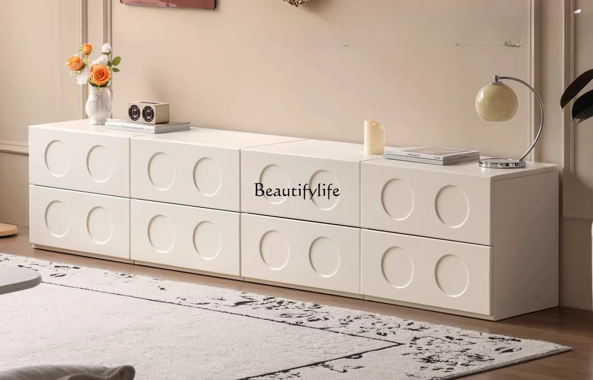 Solid wood TV cabinet Living room French cream wind module combination Household white card door cabinet
Solid wood TV cabinet Living room French cream wind module combination Household white card door cabinet