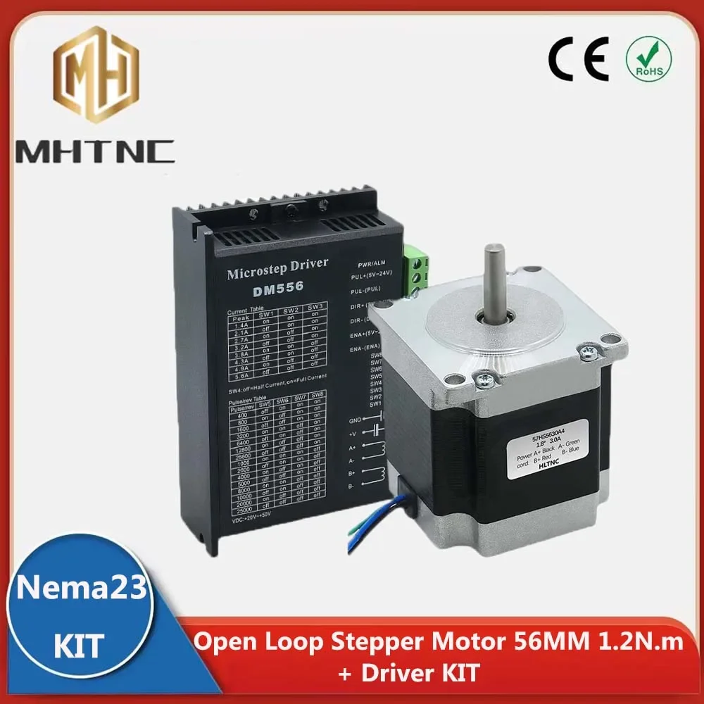 Nema 23 Stepper Motor Driver Kit Open Loop 1.2N.m 2.8A Driver 0.5-3.5/1.0-4.2/1.4-5.6 A 9-42/20-50/VDC for 3D Printer CNC XYZ
Nema 23 Stepper Motor Driver Kit Open Loop 1.2N.m 2.8A Driver 0.5-3.5/1.0-4.2/1.4-5.6 A 9-42/20-50/VDC for 3D Printer CNC XYZ